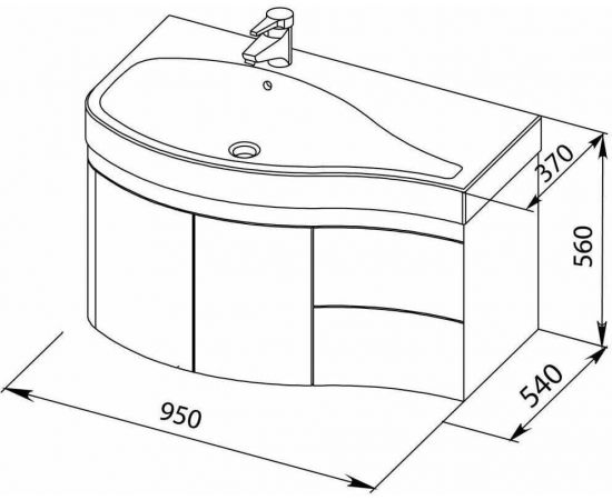 Тумба с раковиной Aquanet Сопрано 95 L белый (2 дверцы 2 ящика) арт. 00212998_, изображение 3