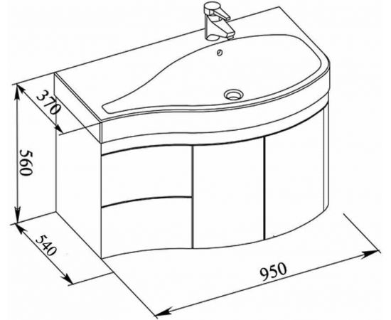 Тумба с раковиной Aquanet Сопрано 95 R белый (2 дверцы 2 ящика) арт. 00213000_, изображение 3