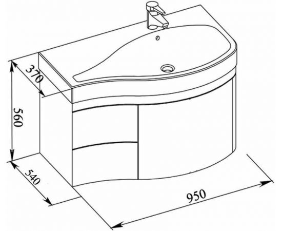 Тумба с раковиной Aquanet Сопрано 95 R белый (3 ящика) арт. 00213001_, изображение 3