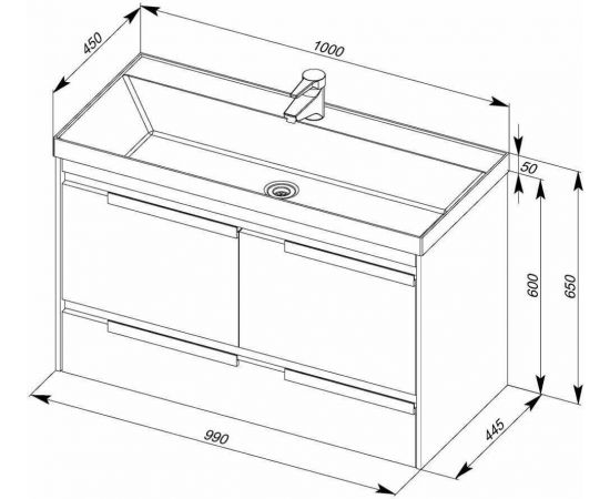 Тумба с раковиной Aquanet Тиволи 100 бордо арт. 00213007_, изображение 3