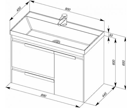 Тумба с раковиной Aquanet Тиволи 90 бордо арт. 00212928_, изображение 3