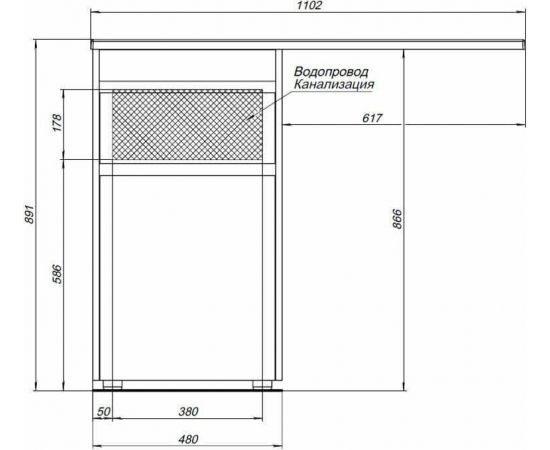 Тумба с раковиной Aquanet Токио 110 L белый (напольная, 1 ящик) арт. 00239298_, изображение 4