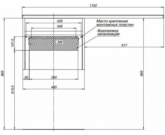 Тумба с раковиной Aquanet Токио 110 L белый (подвесная, 1 ящик) арт. 00239208_, изображение 20