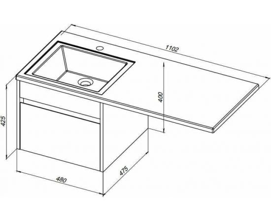 Тумба с раковиной Aquanet Токио 110 L белый (подвесная, 1 ящик) арт. 00239208_, изображение 3