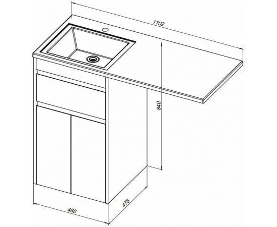 Тумба с раковиной Aquanet Токио 110 R белый (напольная, 1 ящик, 2 дверцы) арт. 00239207_, изображение 3