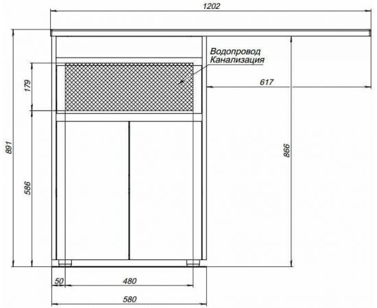 Тумба с раковиной Aquanet Токио 120 L белый (напольная, 1 ящик, 2 дверцы) арт. 00239211_, изображение 23