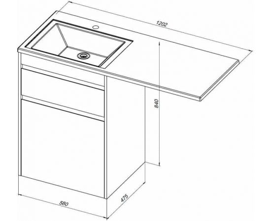 Тумба с раковиной Aquanet Токио 120 L белый (напольная, 1 ящик) арт. 00239300_, изображение 3