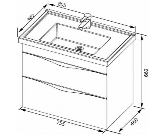 Тумба с раковиной Aquanet Эвора 80 белый арт. 00212701_, изображение 3