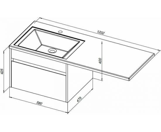 Тумба с раковиной Aquanet Токио 120 R белый (подвесная, 1 ящик) арт. 00239213_, изображение 3