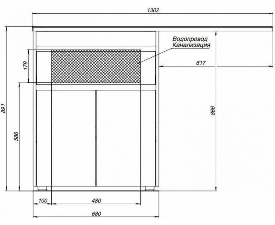 Тумба с раковиной Aquanet Токио 130 L белый (напольная, 1 ящик, 2 дверцы) арт. 00239215_, изображение 23