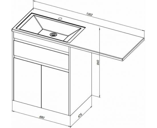 Тумба с раковиной Aquanet Токио 130 L белый (напольная, 1 ящик, 2 дверцы) арт. 00239215_, изображение 3