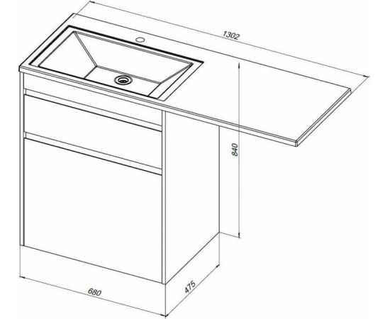 Тумба с раковиной Aquanet Токио 130 L белый (напольная, 1 ящик) арт. 00239302_, изображение 3