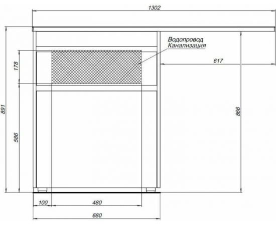 Тумба с раковиной Aquanet Токио 130 L белый (напольная, 1 ящик) арт. 00239302_, изображение 4