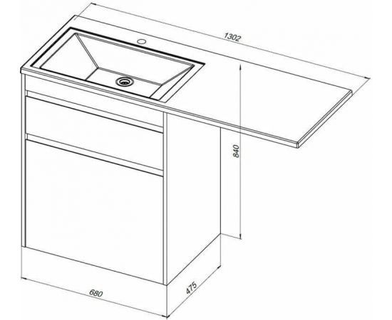 Тумба с раковиной Aquanet Токио 130 R белый (напольная, 1 ящик) арт. 00239303_, изображение 3