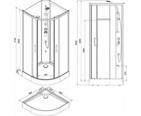 Душевая кабина Aquanet Passion R 2.0 90x90, прозрачное стекло_, изображение 3