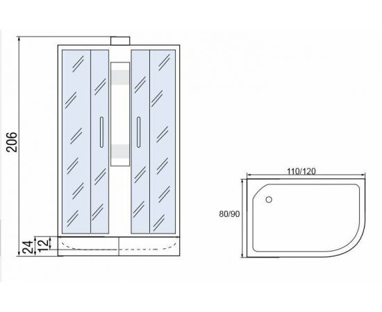 Душевая кабина МОНОМАХ 110/80/24 МЗ R Б/К_, изображение 4