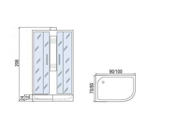 Душевая кабина МОНОМАХ 90/80/24 МЗ R Б/К_, изображение 4