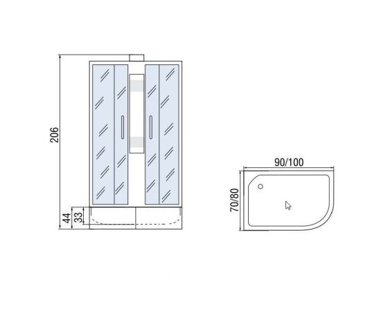 Душевая кабина МОНОМАХ 100/80/44 МЗ R Б/К_, изображение 4