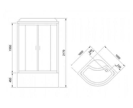 Душевая кабина Royal Bath 100BK3-WT-CH (белое/прозрачное) 100x100x217_, изображение 5