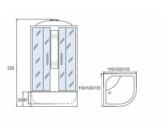 Душевая кабина МОНОМАХ 120/120/55 С МЗ_, изображение 3