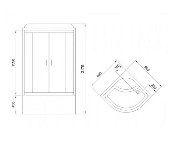 Душевая кабина Royal Bath 90BK1-M-CH (матовое) 90x90x217_, изображение 4