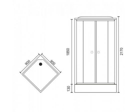 Душевая кабина Royal Bath 90HP6-WT-CH (белое/прозрачное) 90x90x217_, изображение 6