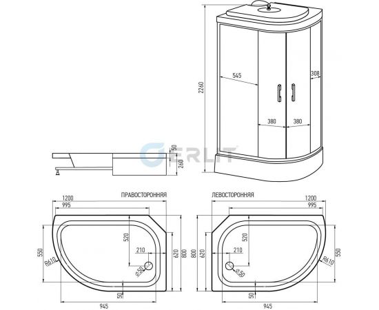 Душевая кабина Erlit Comfort ER351226L-C4-RUS 1200x800x2260_, изображение 8