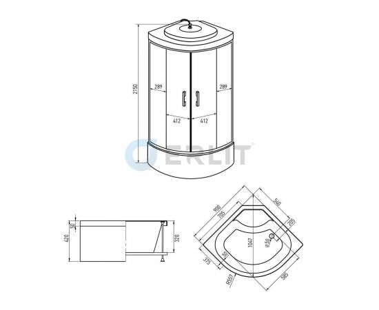 Душевая кабина Erlit Comfort ER2509TP-C4-RUS 900x900x2150_, изображение 9