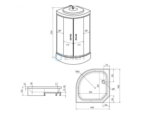Душевая кабина Erlit Comfort ER351026-C3-RUS 1000x1000x2260_, изображение 7