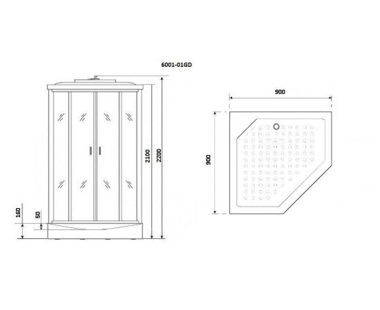 Душевая кабина Niagara Premium NG-6001-01GD 900х900х2200_, изображение 3
