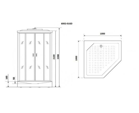 Душевая кабина Niagara Premium NG-6002-01GD 1000х1000х2200_, изображение 3