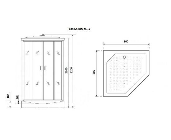 Душевая кабина Niagara Premium NG-6901-01GD BLACK_, изображение 3