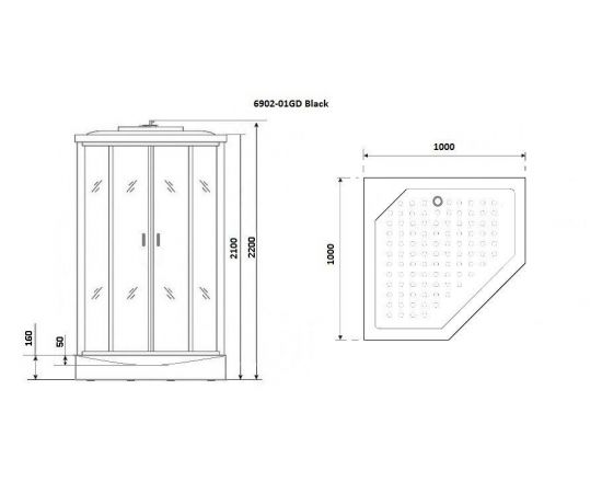 Душевая кабина Niagara Premium NG-6902-01GD BLACK_, изображение 3