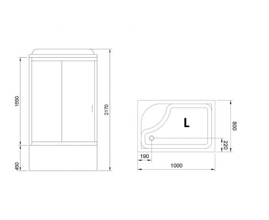 Душевая кабина Royal Bath 8100BP1-T (прозрачное) левая 100x80x217_, изображение 7