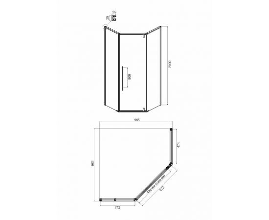 Душевой уголок Ambassador Ritz 112011203 1000x1000x2000_, изображение 8