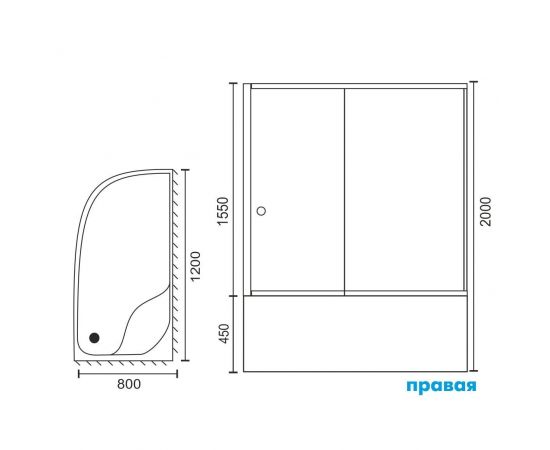 Душевой угол Royal Bath 8120BK-T-CH 120x80x200 (прозрачное) правый_, изображение 5