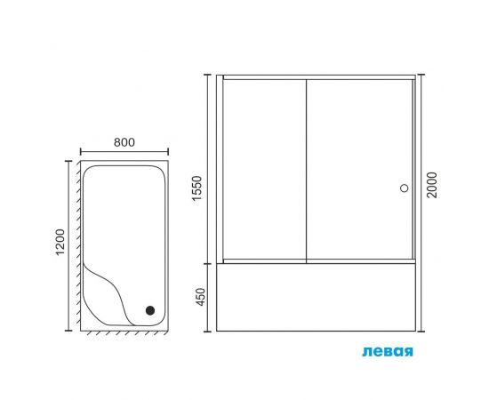 Душевой угол Royal Bath 8120BP-T-CH 120x80x200 (прозрачное) левый_, изображение 5