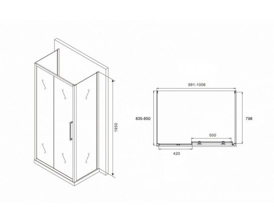 Душевой уголок ABBER Schwarzer Diamant AG30100BH-S85B-S85B_, изображение 5