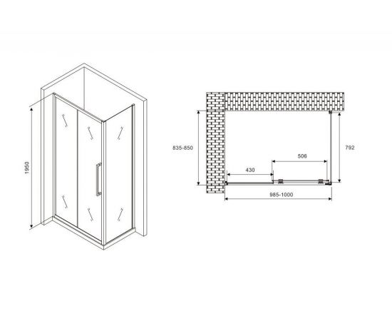 Душевой уголок ABBER Schwarzer Diamant AG30100H-S85_, изображение 5