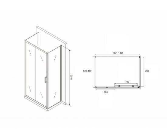 Душевой уголок ABBER Schwarzer Diamant AG30140B-S85B-S85B_, изображение 5