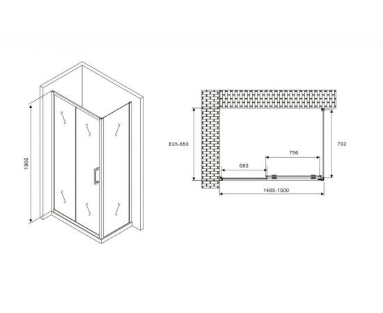 Душевой уголок ABBER Schwarzer Diamant AG30150B-S85B_, изображение 5