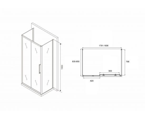 Душевой уголок ABBER Schwarzer Diamant AG30180BH-S85B-S85B_, изображение 5