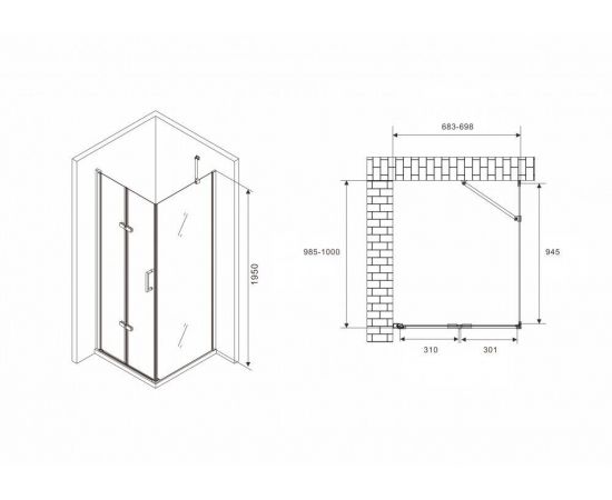 Душевой уголок ABBER Zart AG08070P-S101_, изображение 3