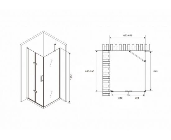 Душевой уголок ABBER Zart AG08070P-S71_, изображение 3