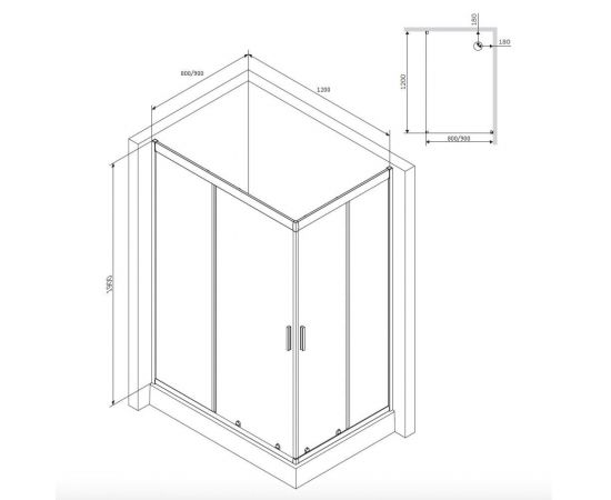 Душевой уголок Am.Pm Gem Twin Slide W90G-404-120290-MT 120x90_, изображение 9