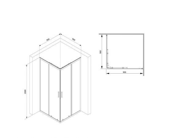 Душевой уголок Am.Pm Gem S Square Slide W93G-403-090BT 90x90_, изображение 13