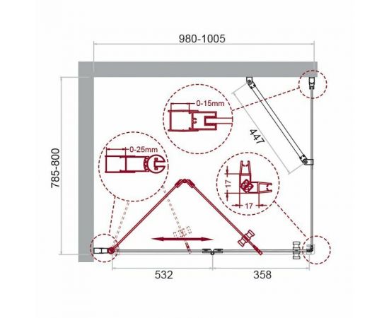 Душевой уголок BelBagno ALBANO-ASH-1-100/80-C-Cr_, изображение 8