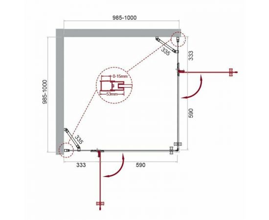 Душевой уголок BelBagno KRAFT-A-22-100-C-Cr_, изображение 7