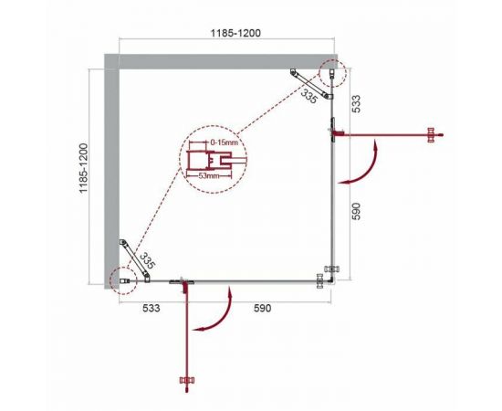 Душевой уголок BelBagno KRAFT-A-22-120-C-Cr_, изображение 7