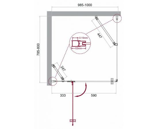 Душевой уголок BelBagno KRAFT-AH-12-100/80-C-Cr-L_, изображение 8